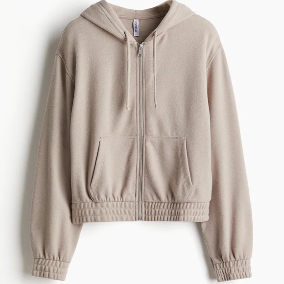 H&M Pink Cropped Zip-Up Hoodie Sweatshirt - Picture 1 of 3
